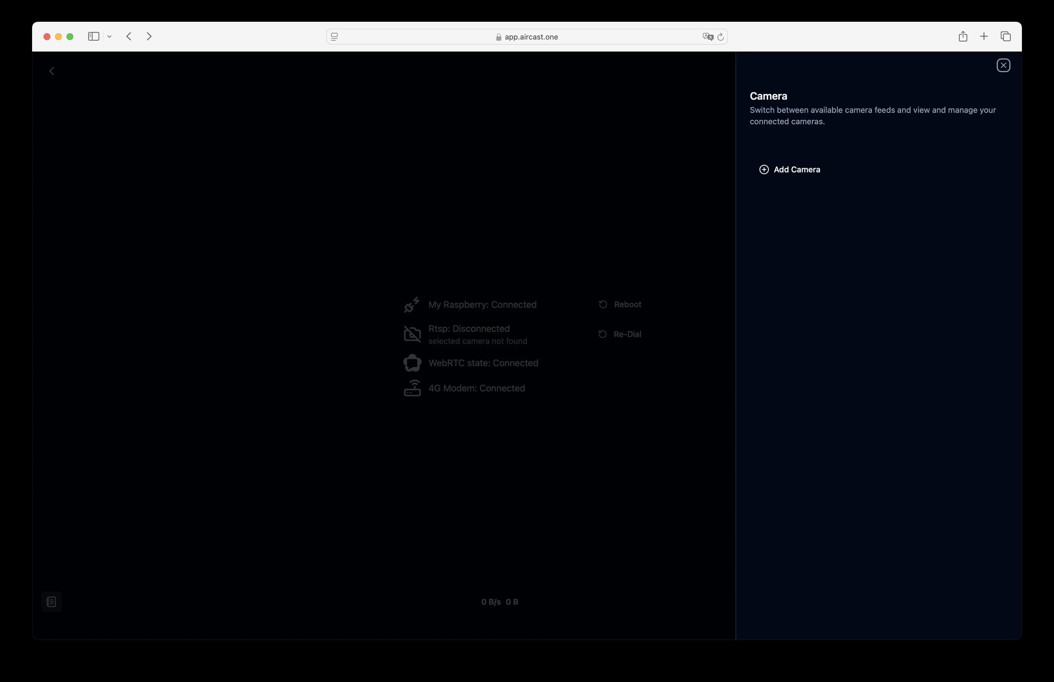 Add new camera menu