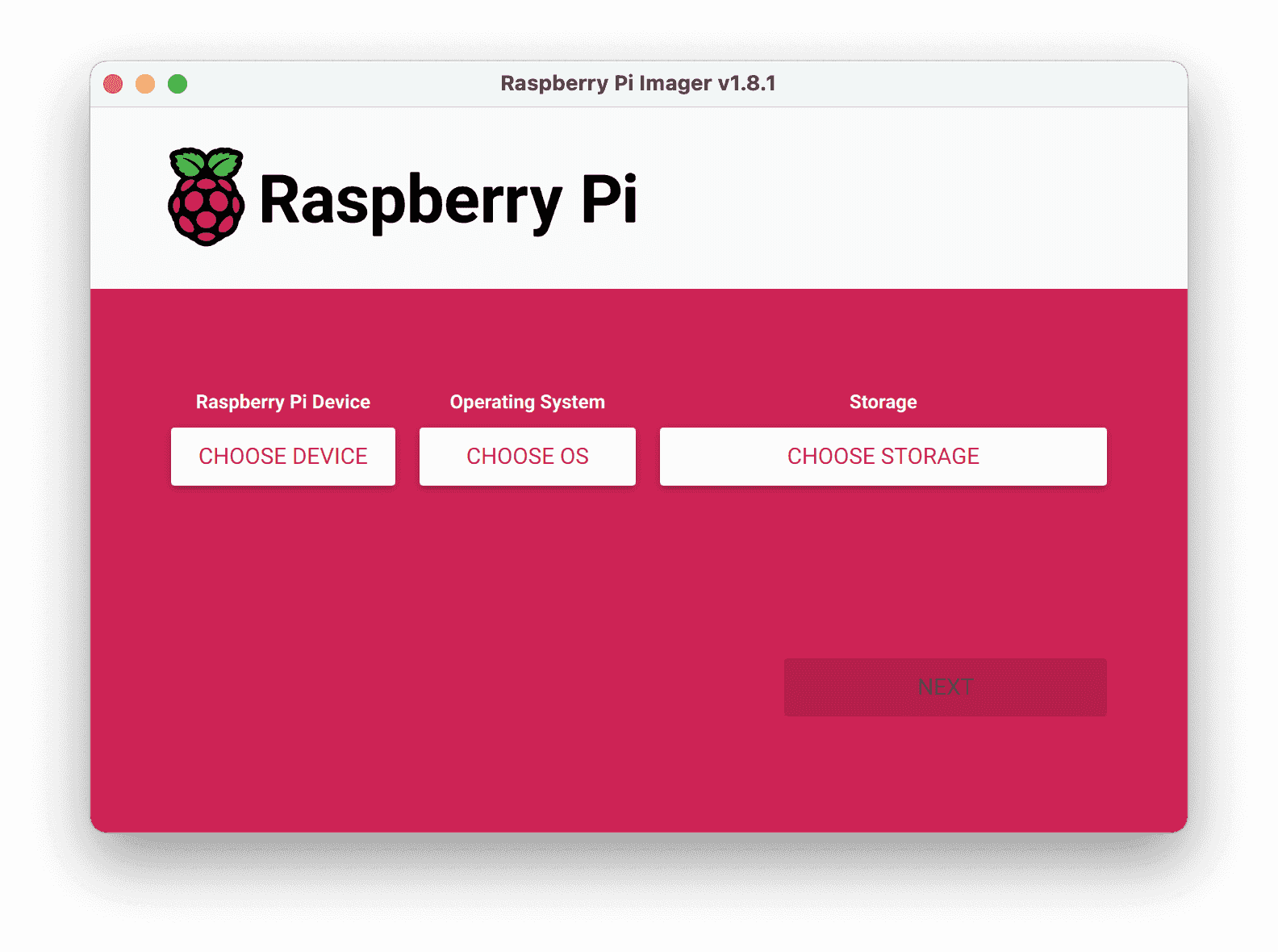 Raspberry Pi Imager Interface